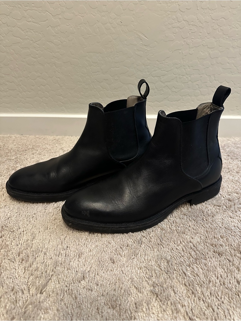 AllSaints Men's Creed Black Leather Chelsea Boots, Size 13